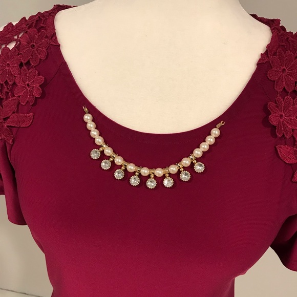 2/$10 Beautiful Burgundy Dressy Blouse - Picture 2 of 8